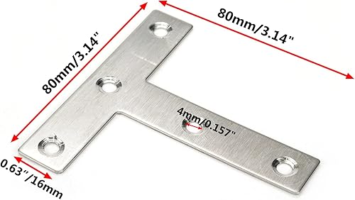 Miniatura 2 de Placa de reparación de soportes en T de 3.14 "x 3.14" Placa de reparación plana de acero inoxidable - 10 piezas