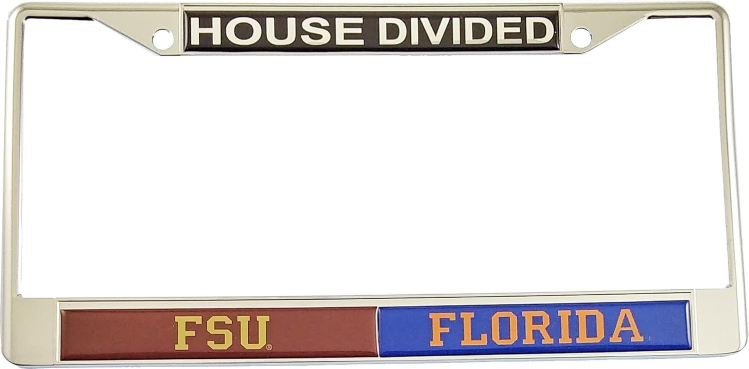 Florida State (FSU) + Florida House Divided Split License Plate Frame [Silver - Car/Truck] - ID#31790