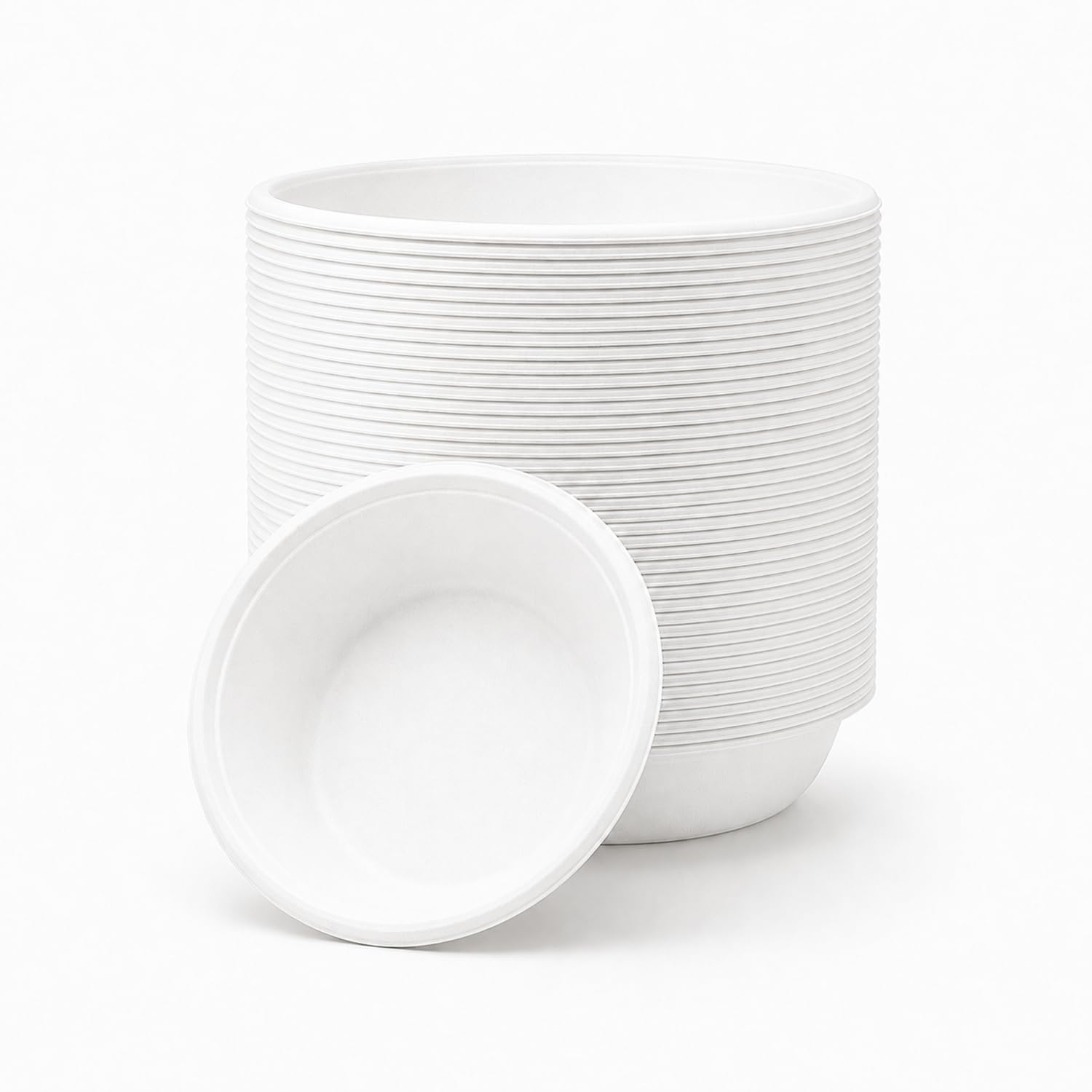 Bonkaso Round Bagasse Bowls 240 ml - Pack of 25 | Eco-Friendly Disposable Sugarcane Bowls | Leak-Proof, Microwave Safe & Compostable | Ideal for Soups, Snacks, Desserts, Parties & Events | White