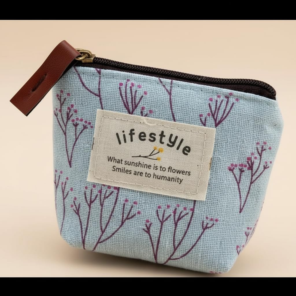 4Pcs Colour Coin Purse, Mini Canvas Change Purse Coin Pouch with Flower Pattern, Portable Purse Holder Girls with Zipper for Cash, Keys Coin, Credit Card, ID Card Wallets and Money Accessories