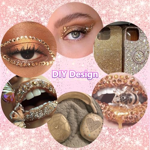 Image of 16000Pcs Flatback Champagne Resin Jelly Rhinestones for Crafting Tumblers | Mixed Sizes Champagne Gems Bedazzling Crystal with Pickup Tool for DIY Crafts Clothing Tumblers Mugs Shoes Nail Art Makeup