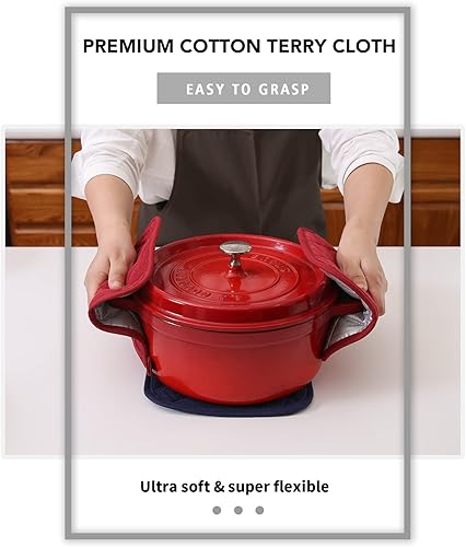 Miniatura 17 de Agarraderas de algodón, lavables a máquina, resistentes al calor, salvamanteles, para cocinar y hornear Gris Oscuro