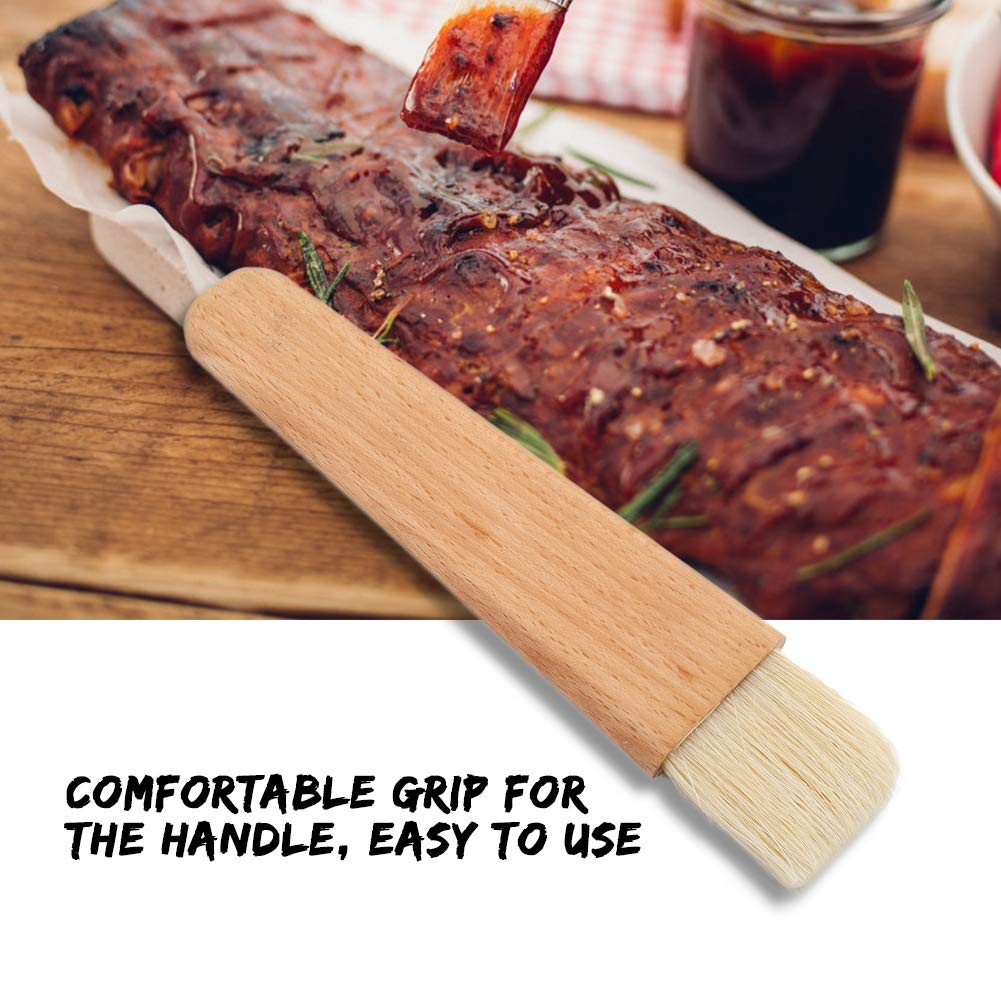 In Legno di Crine di Cavallo Griglia per Barbecue Pasticceria Pennello per Condire Salsa Burro Attrezzo da Cucina per Stendere Cottura Cottura, Pennello da Forno(flat handle)