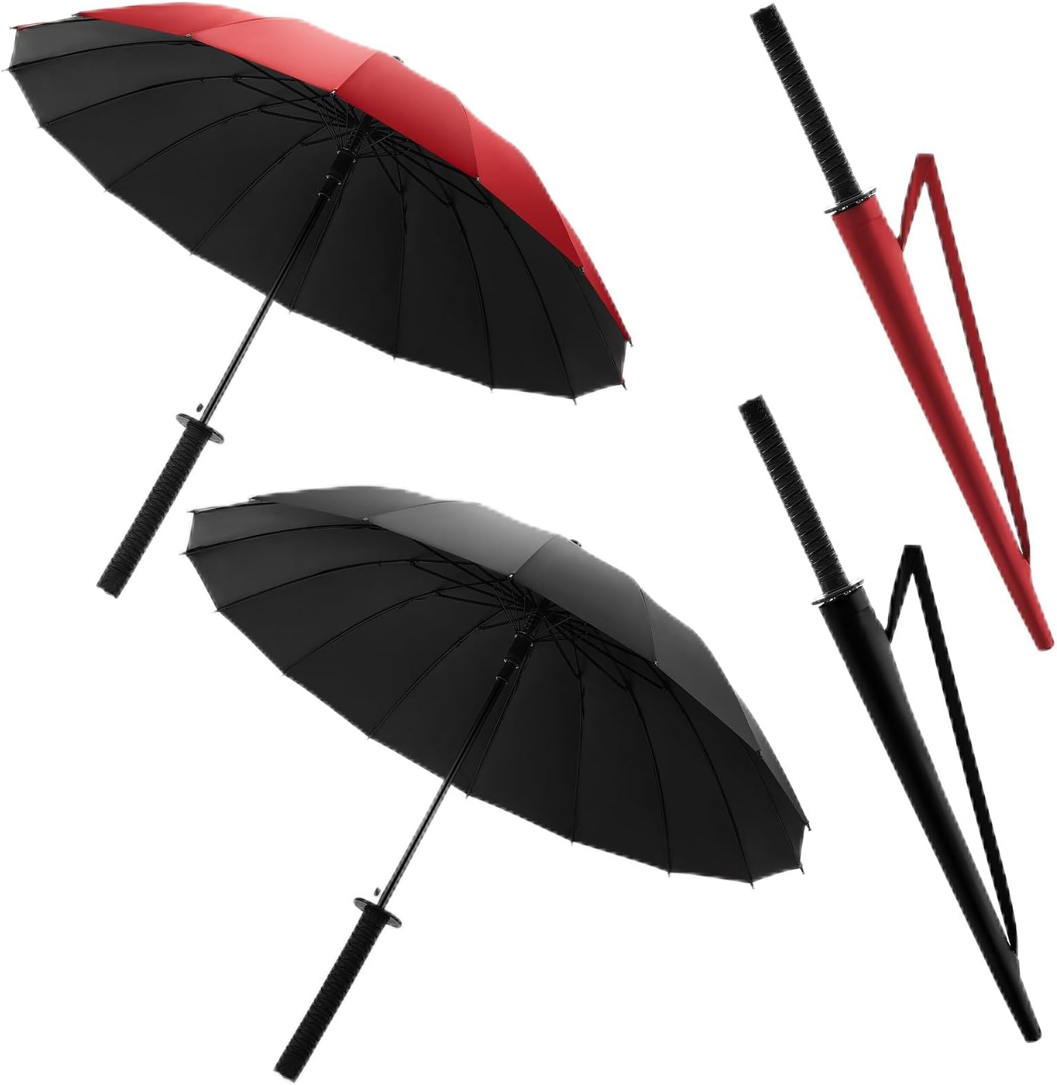 2 Pack Samurai Umbrella Semi-automatic Katana Sword Umbrella