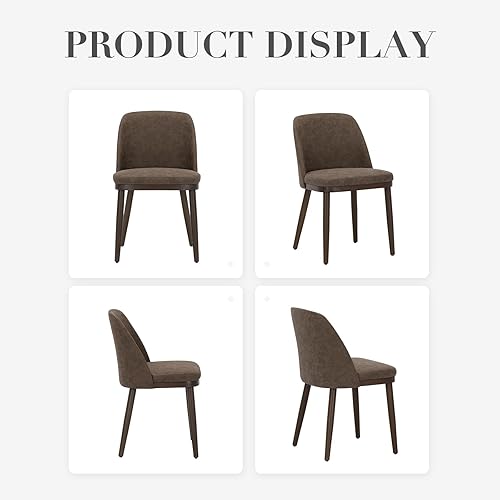 Miniatura 7 de COLAMY Juego de 2 sillas de comedor tapizadas, modernas sillas de cocina con respaldo, sillas laterales de cuero para comedor con patas de madera