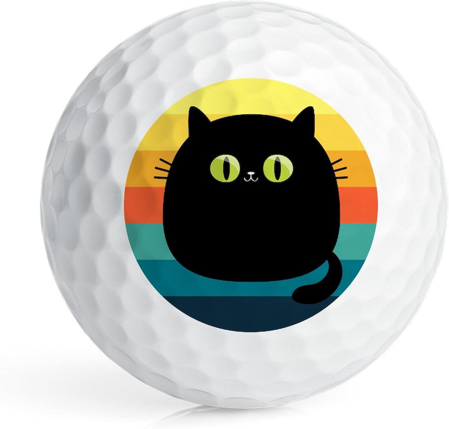 CafePress Black Cat Retro Sunset Novelty Golf Balls (Pk of 12)