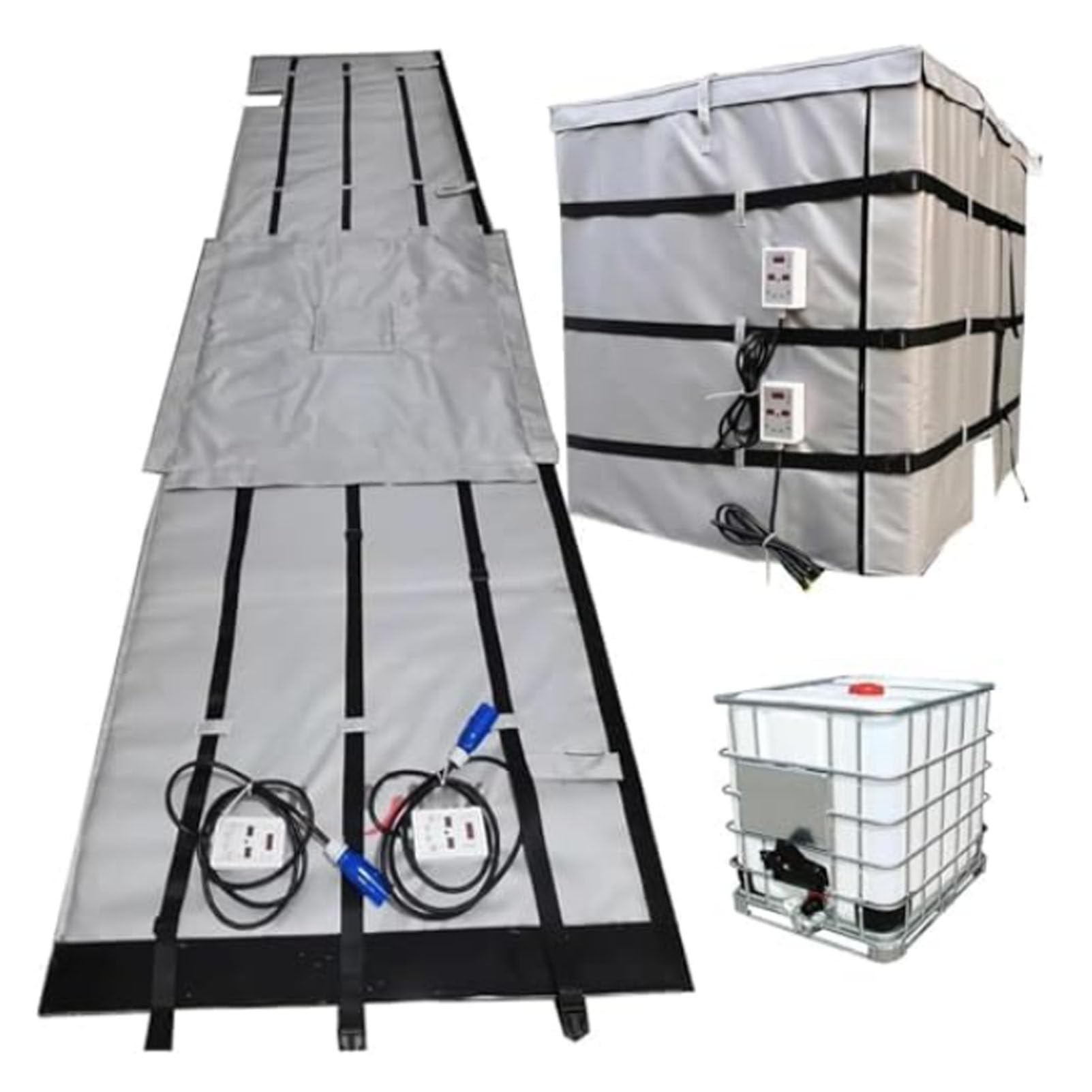 MRVAKDYDI Oil Barrel Heating Blanket, Industrial IBC Drum Heating Blanket Black Grey 55/275 Gallon 2300W/4000W 0-120C Waterproof(Grey,275Gallon/1000L)