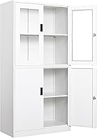 Vista 15 de SISESOL Gabinete de Almacenamiento de Metal Gabinete de Acero con Cerradura con 2 Estantes Ajustables, Gabinete de Oficina Gabinetes de Herramientas