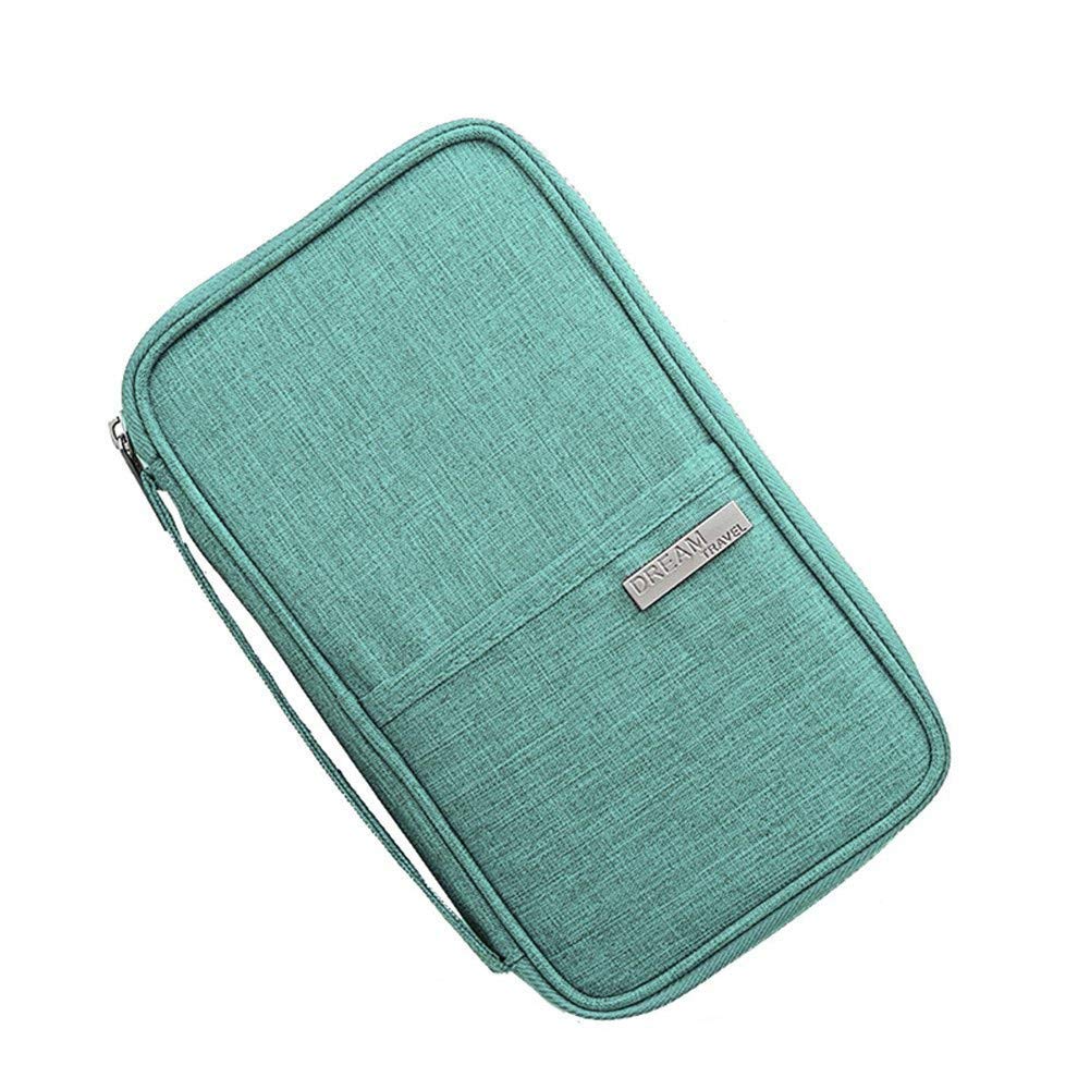 AranticyBlocking Passport Holder Travel Wallet Documents Organizer Unisex Zipper Case Cover Family All in One Small Clutch with Hand Strap Money Boarding Passes Credit ID Card Ticket Cash Holders