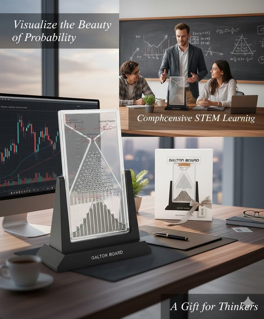 Galton Board Probability Demonstrator -12.6in Visualize Normal Distribution & Bell Curve Desktop Science Ornaments& Pascal’s Triangle Math Tool STEM Educational Gift for Teachers, Investors & Geeks