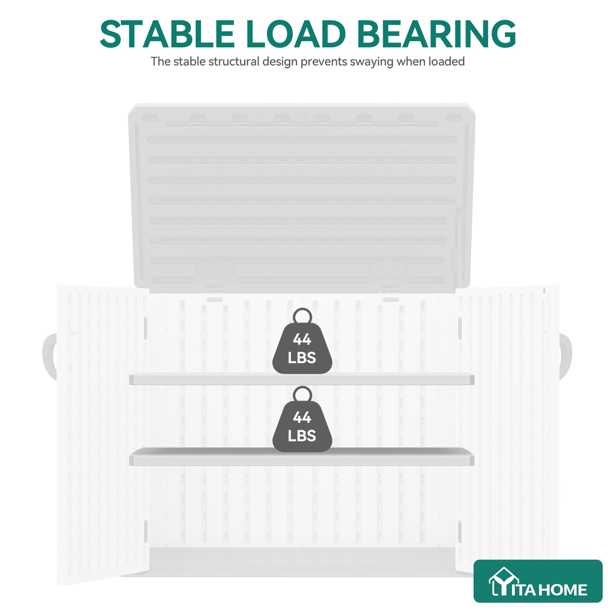 YITAHOME 35 Cuft Resin Storage Shed Shelves, 47 in x 12.6 in Space-Saving Waterproof Shelf with 8 Screws for 4.3x2.5x3.4 FT Horizontal Storage Sheds, Easy Assembly, 2PCS, Gray