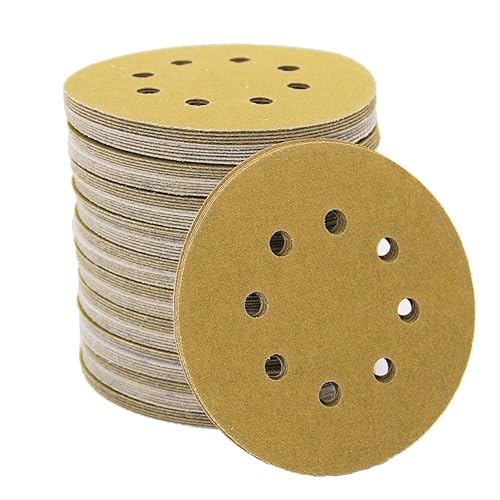 Miniatura 58 de Cierre de velcro Mestool 58-AP Gold de 5 pulgadas, con 8 agujeros, 60 granos, sin polvo, paquete de 100