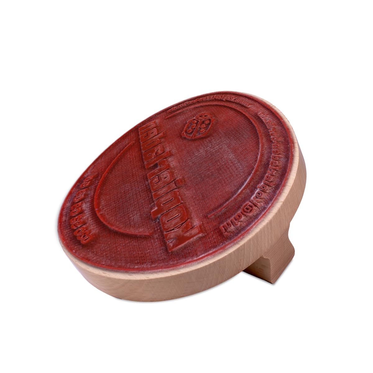 Timbro rotondo personalizzabile, diametro 14 cm, in legno, grande timbro in legno per personalizzare con testo e logo, opzionale con tampone per timbri