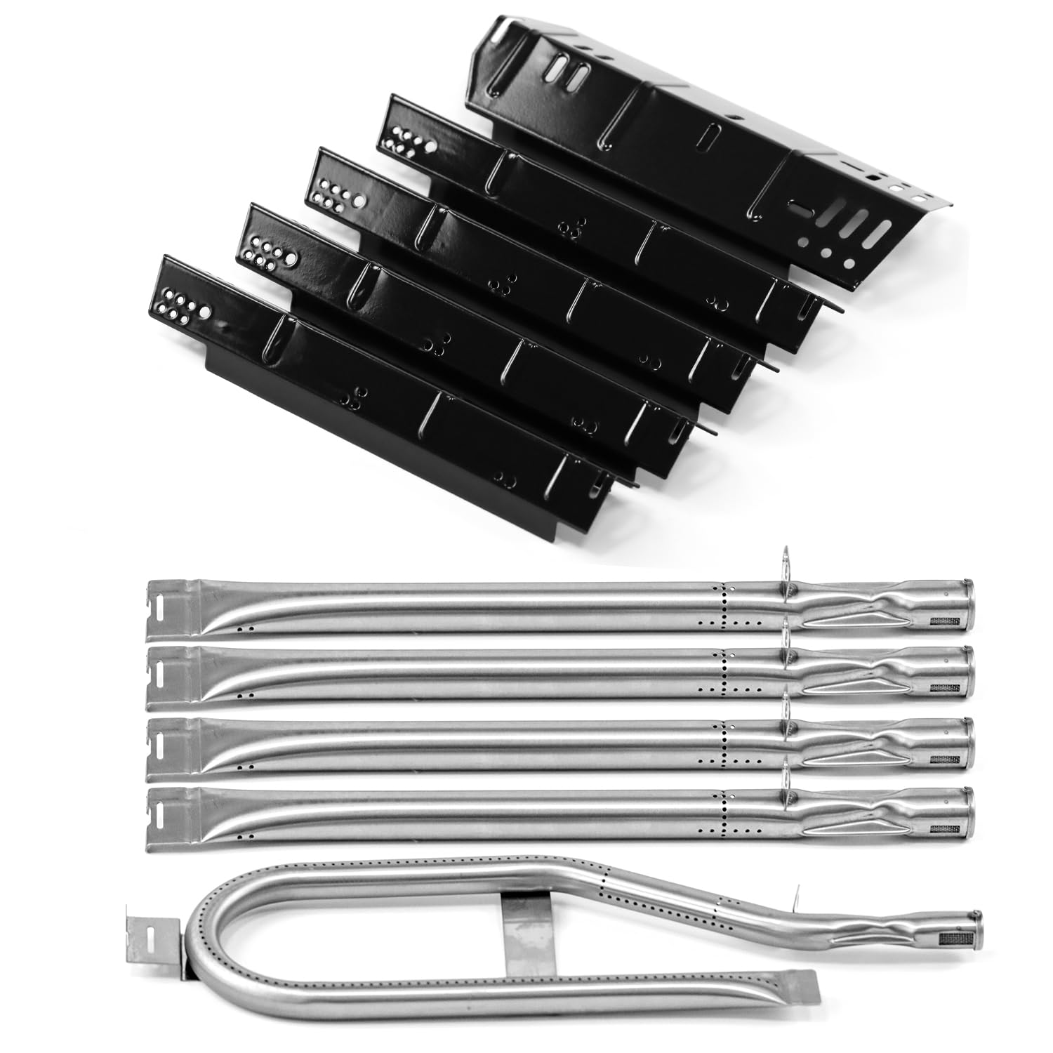 Photo 1 of FORYEYC Grill Heat Plate Replacement Parts for Dyna-Glo 5 Burner DGH474CRP DGH485CRP DGH483CRP, Heat Plates for Dyna-Glo 4 Burner DGH450CRP Grills, Black Porcelain Steel Heat Plate, 5 Pack