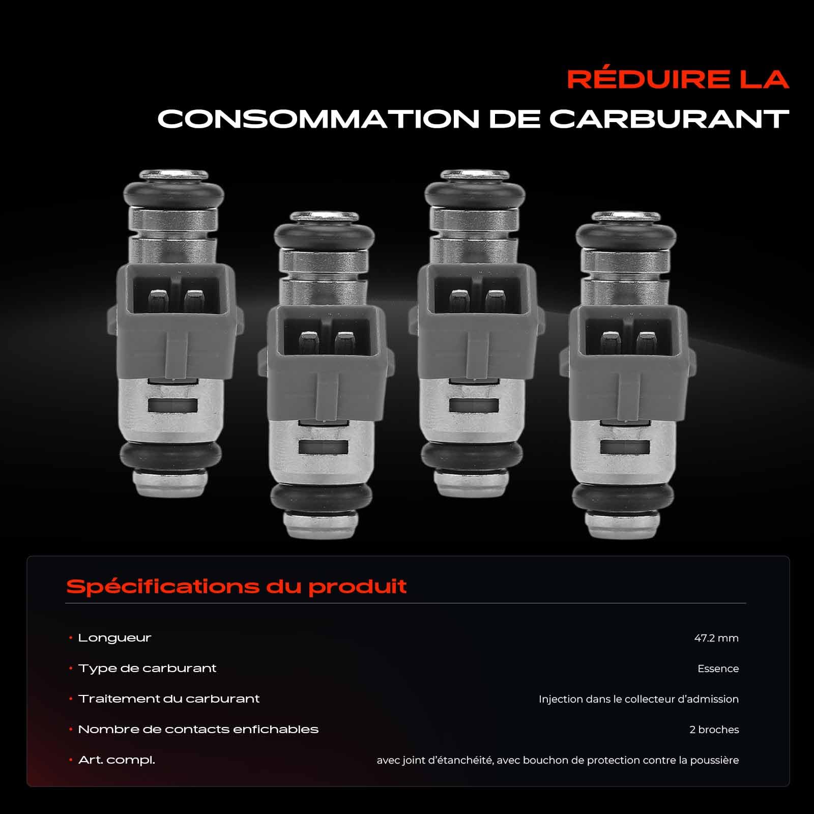Frankberg 4x Buse d'injecteur de carburant Essence Remplacer# 8200207049 | Compatible avec Scénic II JM0/1 M.egane II Coupé-Cabriolet EM0/1 Grand Scénic II JM0/1 M.egane II Break KM0/1