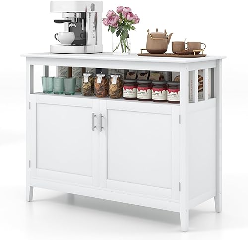 Miniatura 10 de LOKO Armario de buffet con almacenamiento, armario de cocina independiente con estante ajustable, mesa consola de aparador de almacenamiento, 45 x