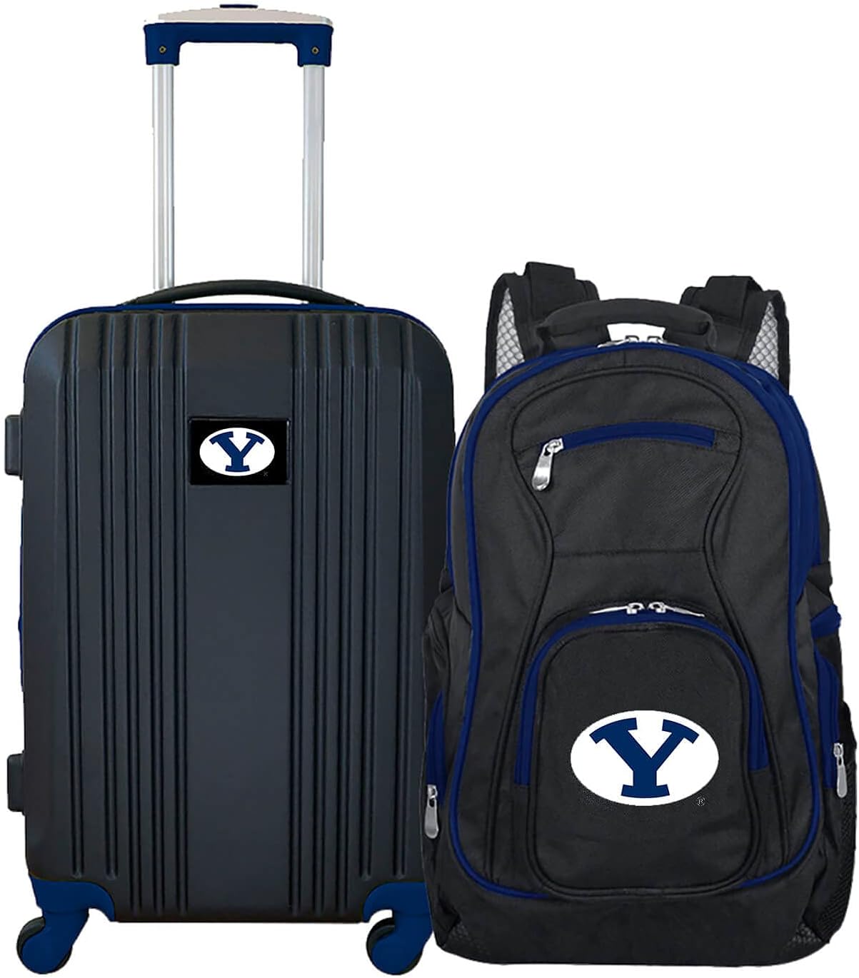 Denco Brigham Young University Cougars 2-Piece Luggage Set, Includes 21-inch Two-Tone Hardcase Spinner and 19" Laptop Backpack
