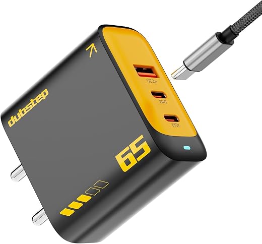 Dubstep Sprint 65W GaN Superfast Wall Charger with Type-C to Type-C Cable, 65W Output Compatible with MacBook &amp; Type-C Lap...