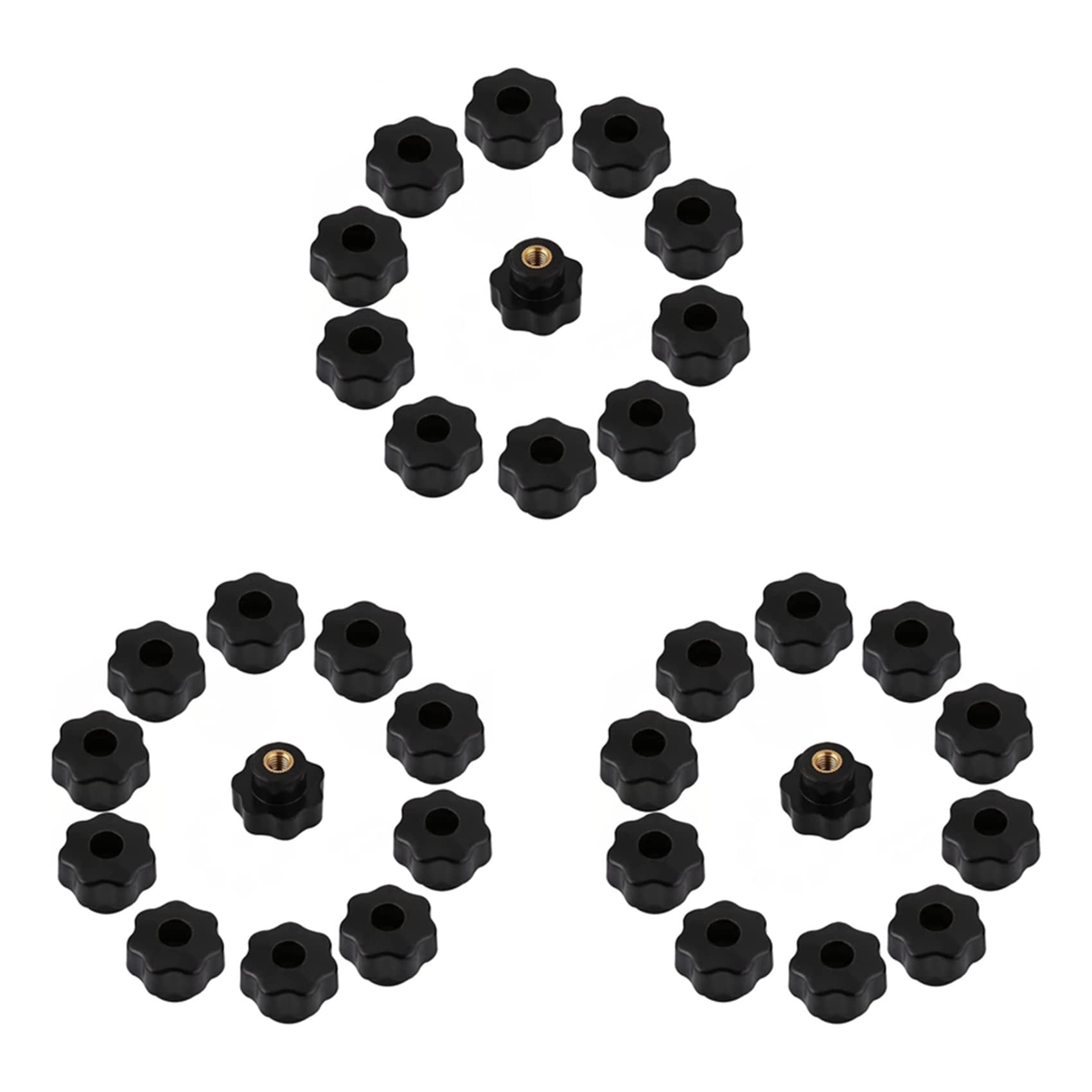 Jnchdghwa Black 30Pcs M6 Internal Thread Knob Plastic Star Head Clamping Knob M6 X 25