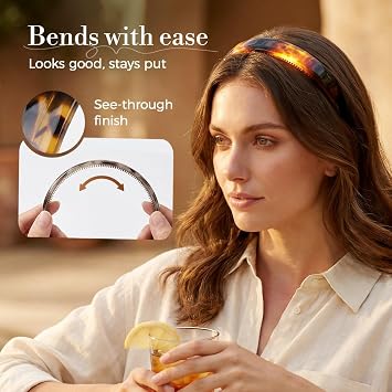 Thick Tortoise Shell Headband, Wide Tortoise Shell Headband with Teeth for Women, Acetate Leopard Plastic Hair Band,No Slip Wide Acetate Resin Hair Bands for Daily Wear, Work & Makeup Application