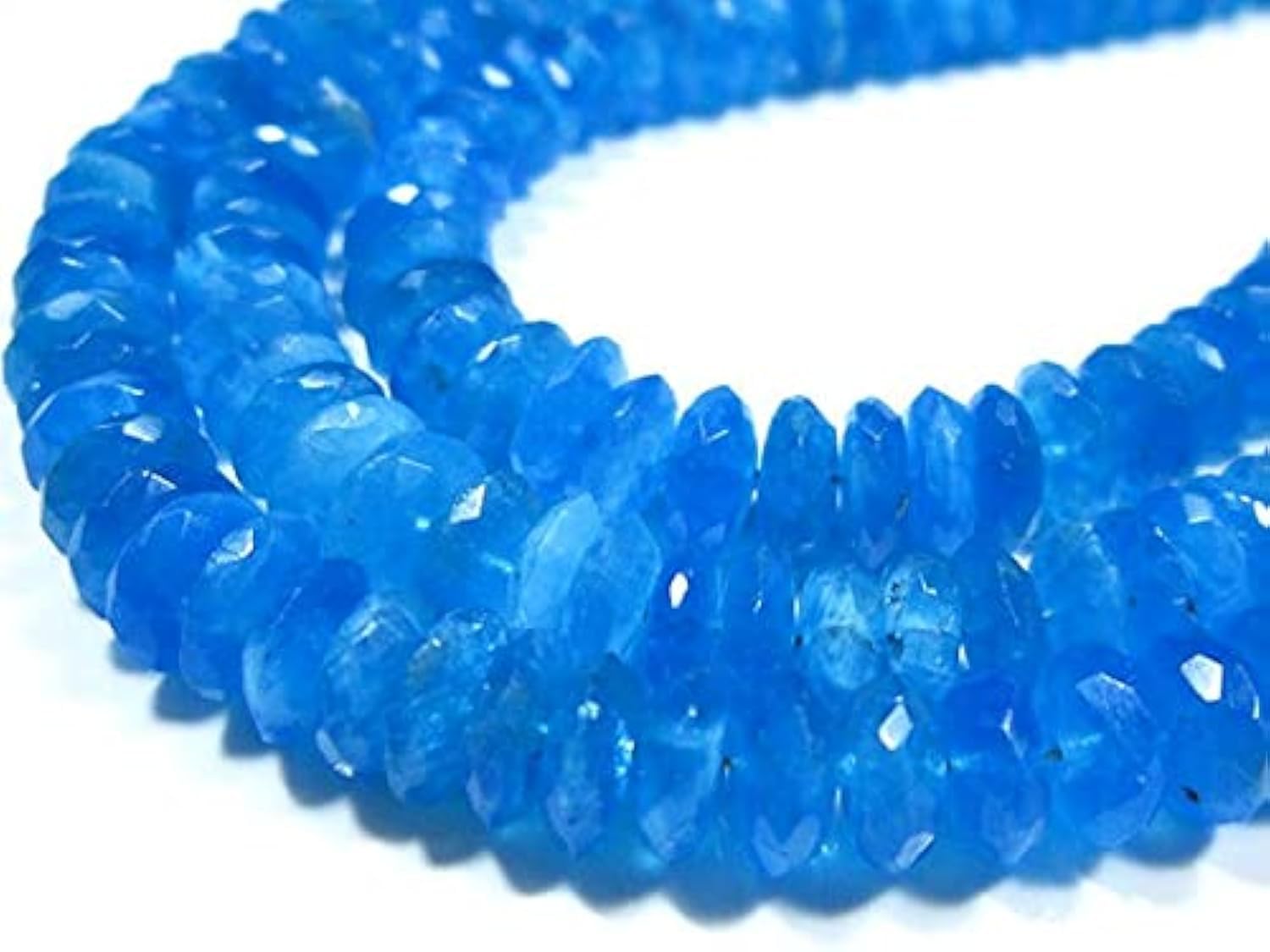 Apatite bleue néon perles rondelles de qualité AA pour la création de bijoux précieux