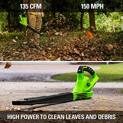 Image of Greenworks 40V (150 MPH / 130 CFM) Cordless Leaf Blower, 4.0Ah Battery and Charger Included