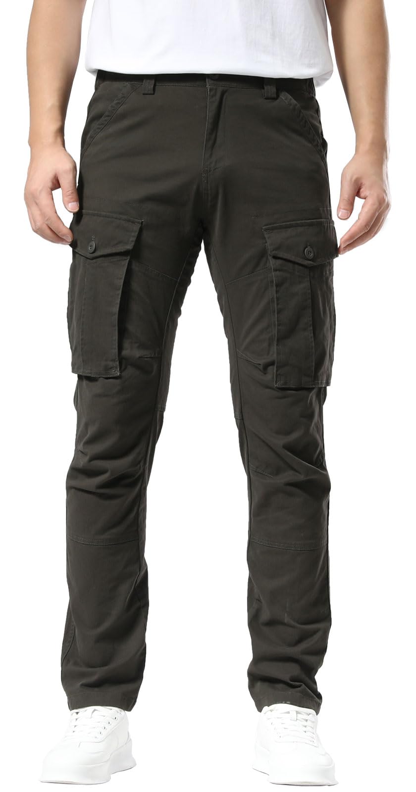 Plaid&PlainMen's Cargo Pants Slim Fit with Articulated Knees