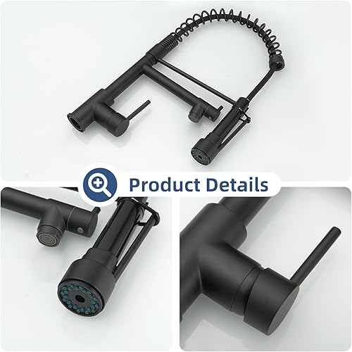 Miniatura 61 de OwOFAN - Grifos de cocina con rociador de latón sólido con níquel de cepillado industrial, de una sola manija, grifo para granja, campamento, Níquel