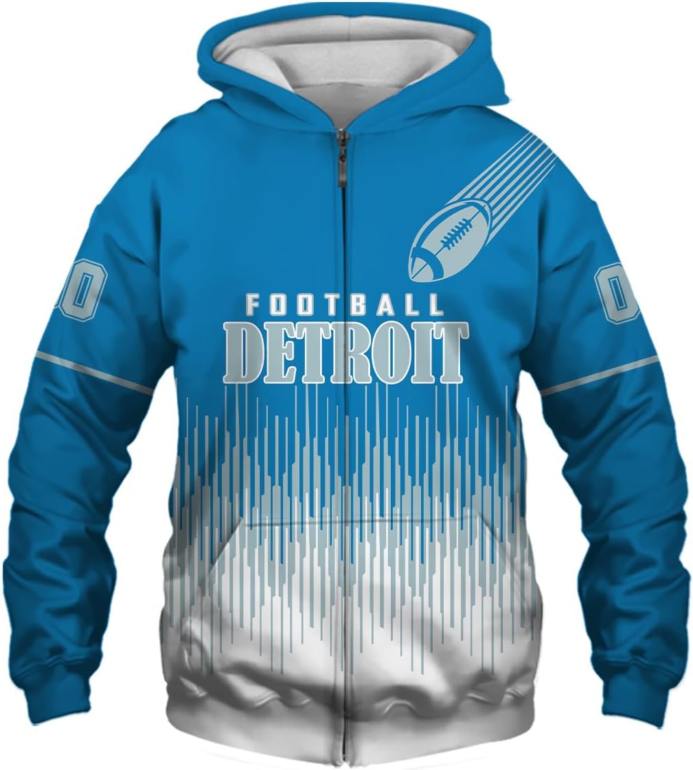 Custom Football Colors Zip up Hoodie Team Name Number Personalized Men Fan Customize Hoodie
