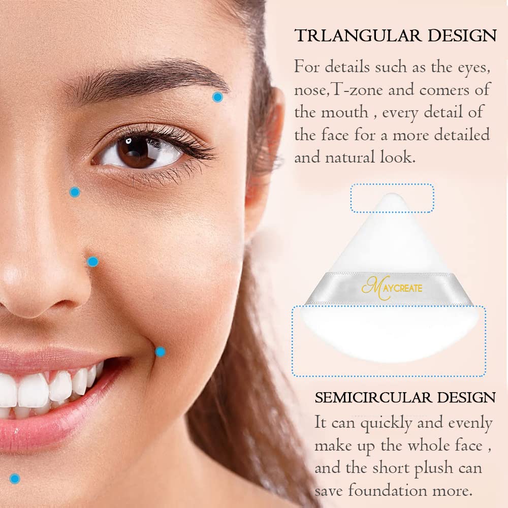 MAYCREATE® 2Pcs Powder Puff for Women Soft Face Makeup Sponge Loose Powder Foundation Blending Makeup Triangle Sponge Puff Wet & Dry Tool Washable Reusable Powder Puff Sponges for Contouring - Image 6 thumbnail