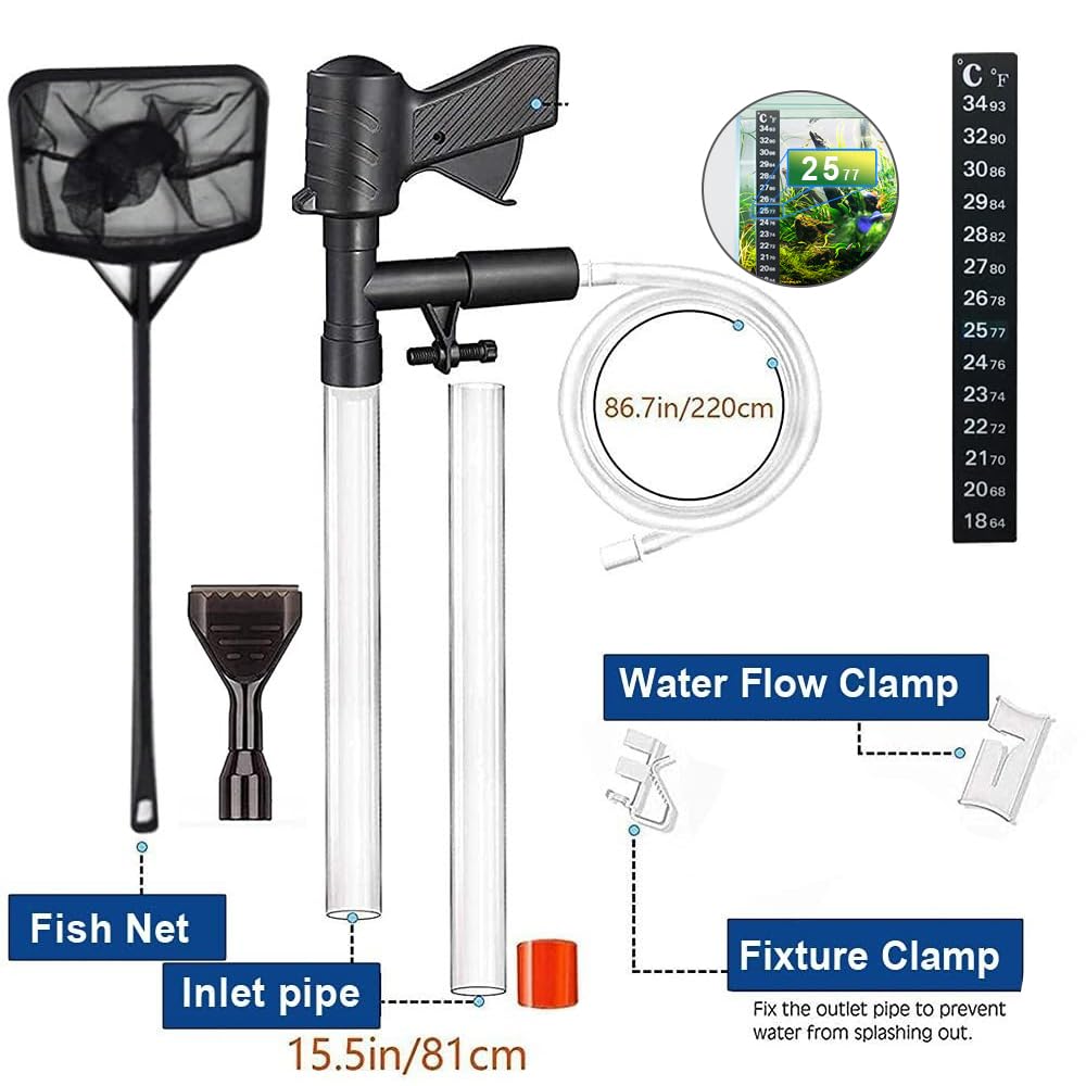 Mulmsauger Aquarium, Aquarium Sauger, Aquarium wasserwechsel, Aquarienwasseraustauscher, halbautomatischer Wasseraustauschschlauch, pneumatische Steuerung, multifunktionales Reinigungsset