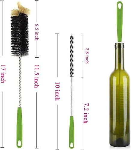 Miniatura 25 de Cepillo para botellas, cepillo limpiador de mango largo flexible para limpiar botellas de cuello, biberones, botellas de agua, vasos, frascos