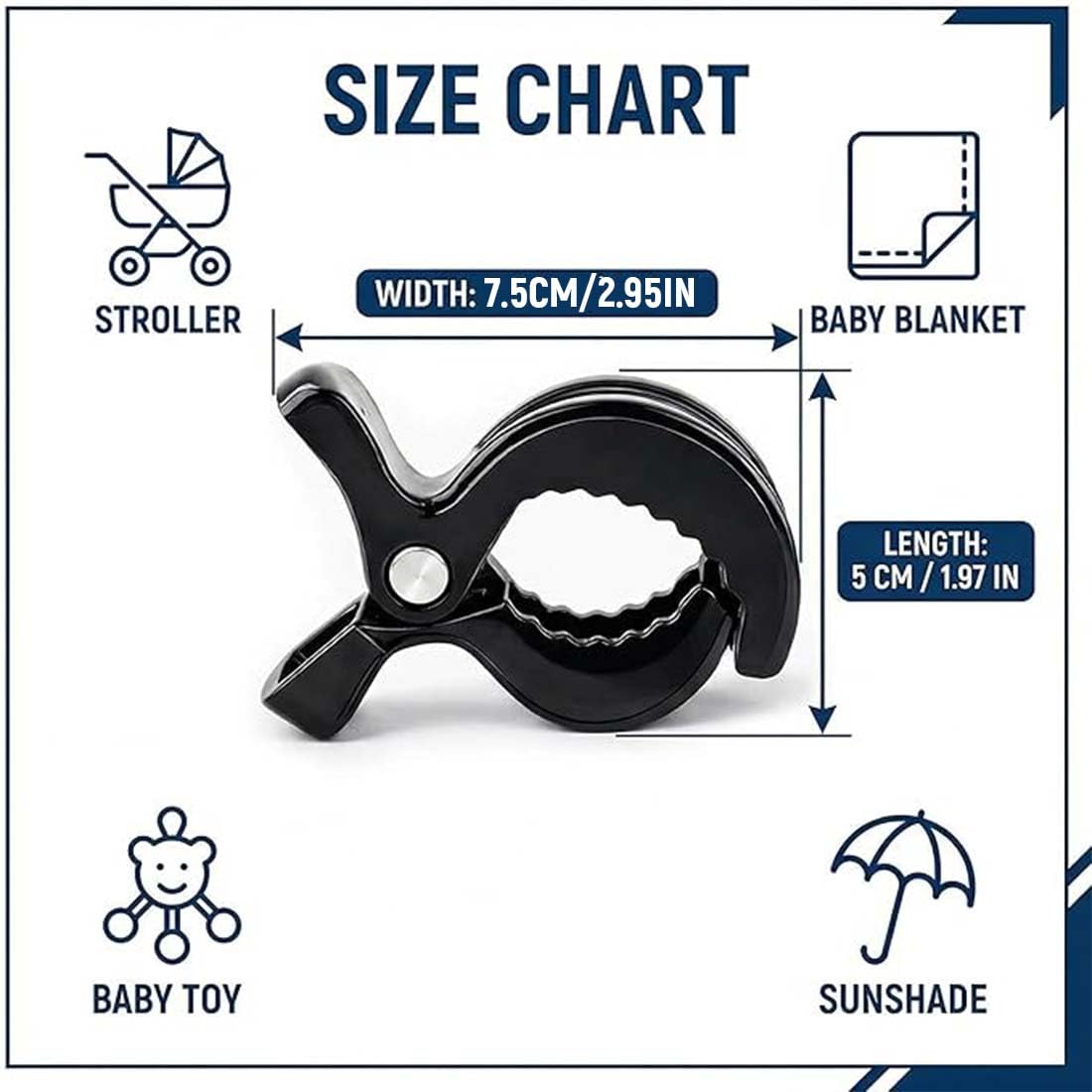 Clip Passeggino 6 Pezzi Nero Standard Clip Fermagli Universali Passeggini Sedie A Rotelle