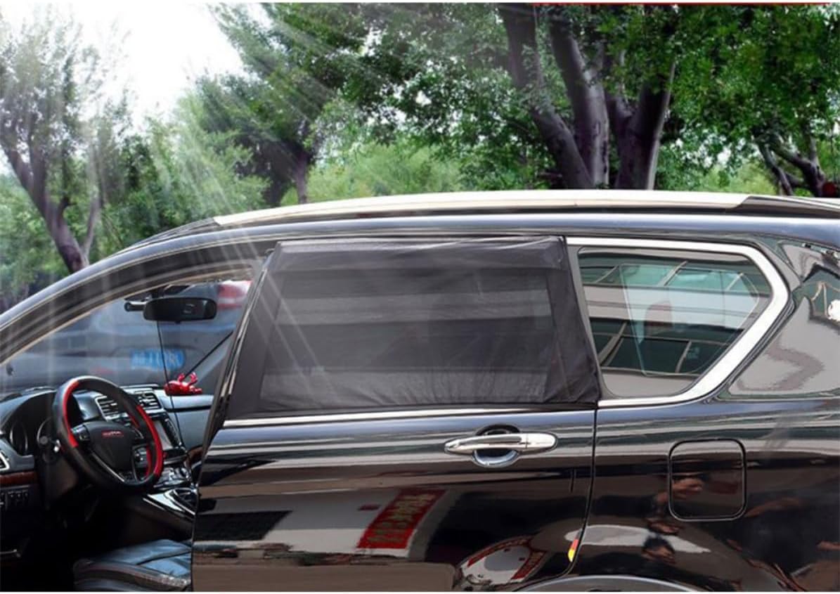 Car Window Curtains with Nylon Mesh Material Heat-Insulation 4pcs Sun Protection and Easy Installation to Block UV Rays and Reduce Heat for Outdoor Car Use
