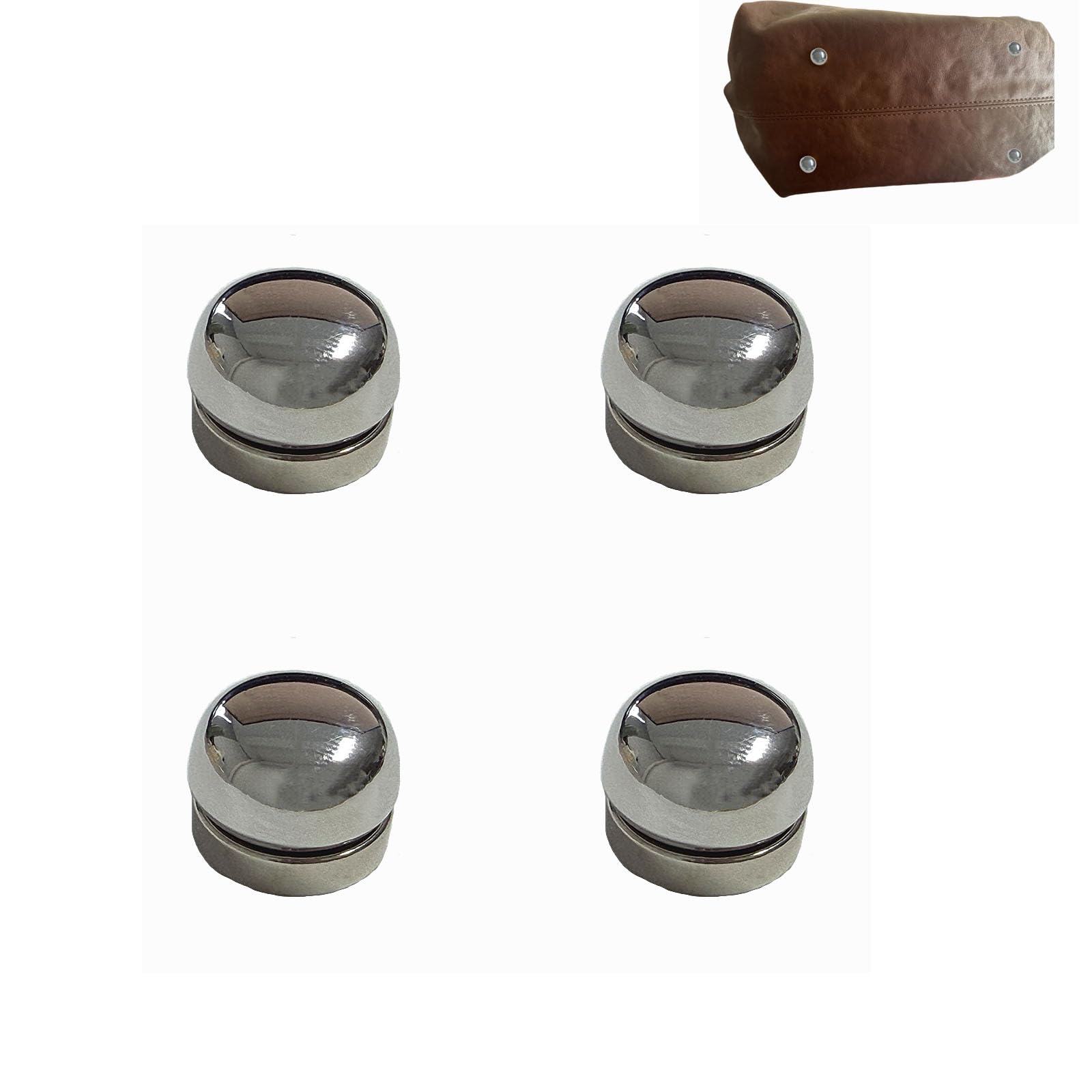 SPANSEE 4PCS Magnetic Feet for Handbags, Bottom Feet for Purses, Magnetic Feet for Purse Bottom, Purse Feet for Handbags, Handbag Heels (Silver)
