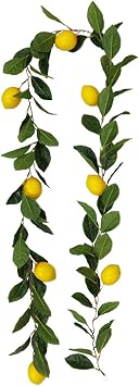SAHLA 76.7inch Artificial Lemon Garland Greenery Garland with Foam Yellow Lemons Spring Summer Fruit Garland for Wedding Table Decor,210524TW03-357169371,195cm