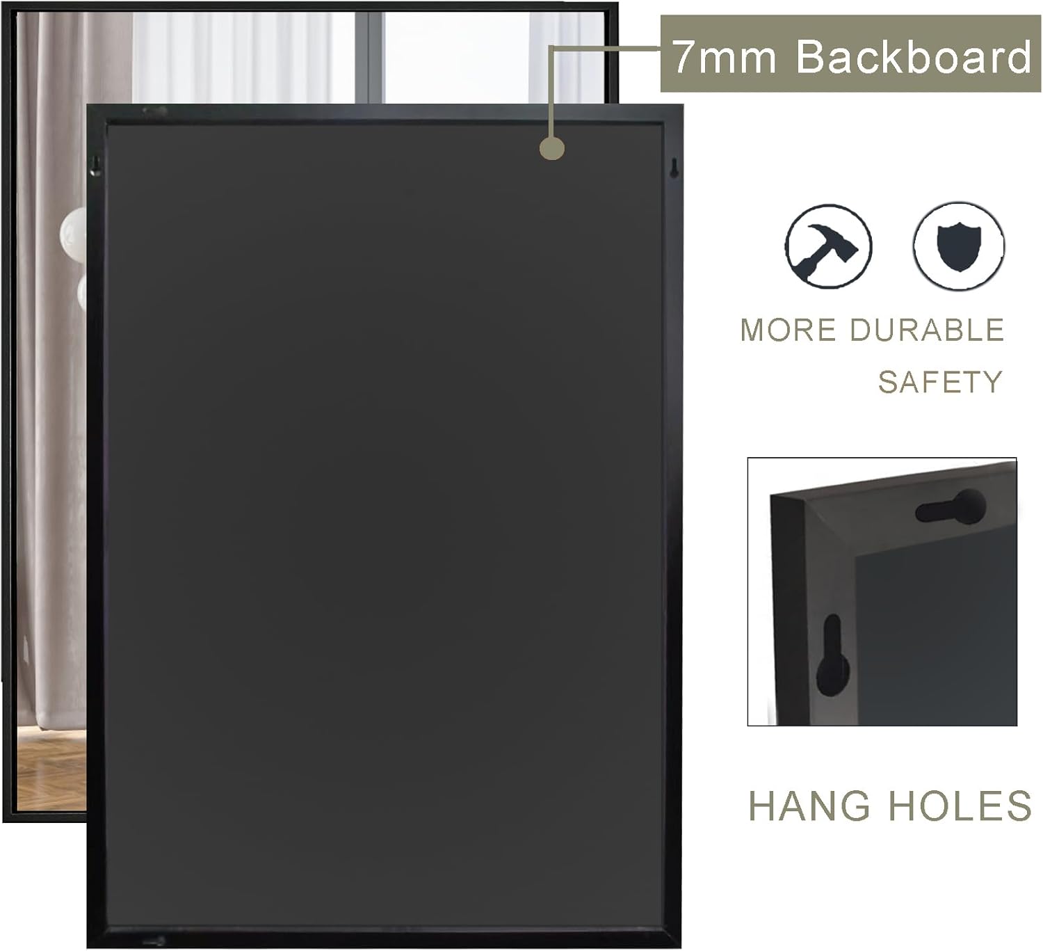 Wall Mirror 32x48, Rectangle Bathroom Mirror 32 x 48 inch, Black Metal Wall Mirror, Large Vanity Mirror 32 by 48 Modern Wall Mounted Mirrors for Hallway, Living Room, Bedroom