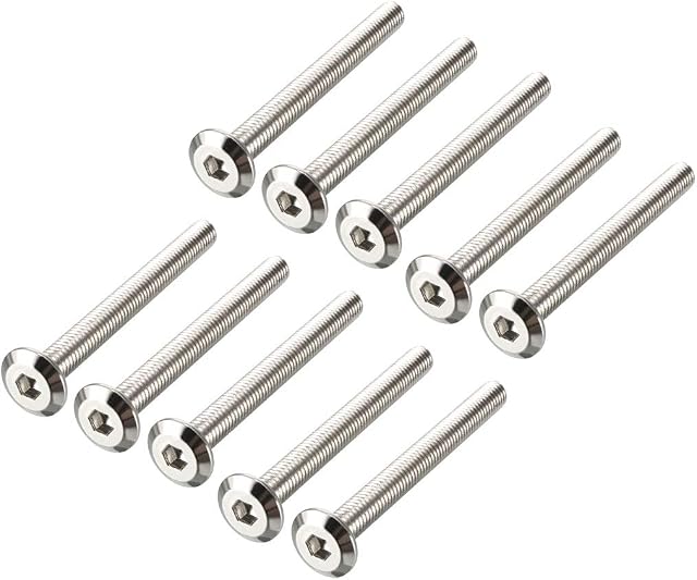 sourcing map M6x60mm Furniture Bolts Hex Socket Screws Fastener Carbon Steel 10pcs