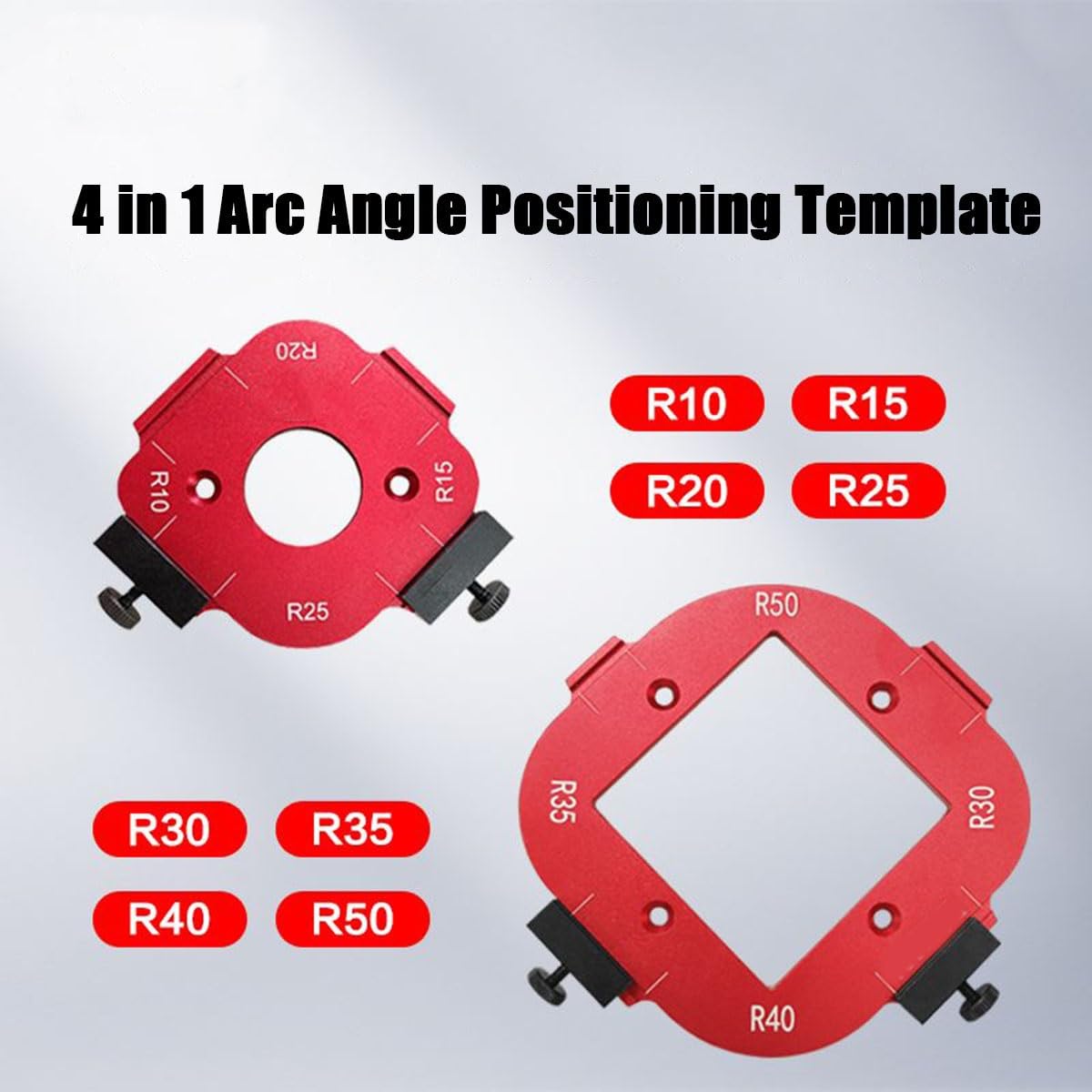4-in-1 Arcs Angle Positioning Template – Aluminum Corner Radius Template – Reusable Measuring Tool For Woodworking, Layout, And Precision Positioning