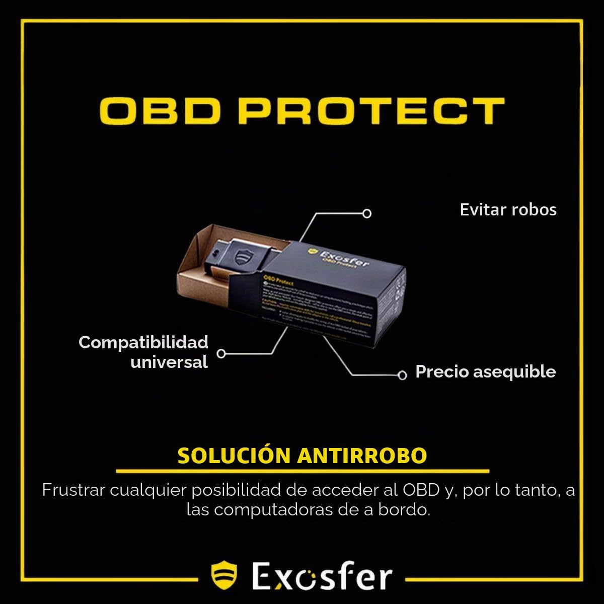 OBD Protect - Antirrobo coche. Anti piratería obd. Evitar el robo de coches vía obd2 enchufe, diagnosis coche - Anti Mouse Jacking - Accesorios cierre antirrobo electrónico todos automoviles