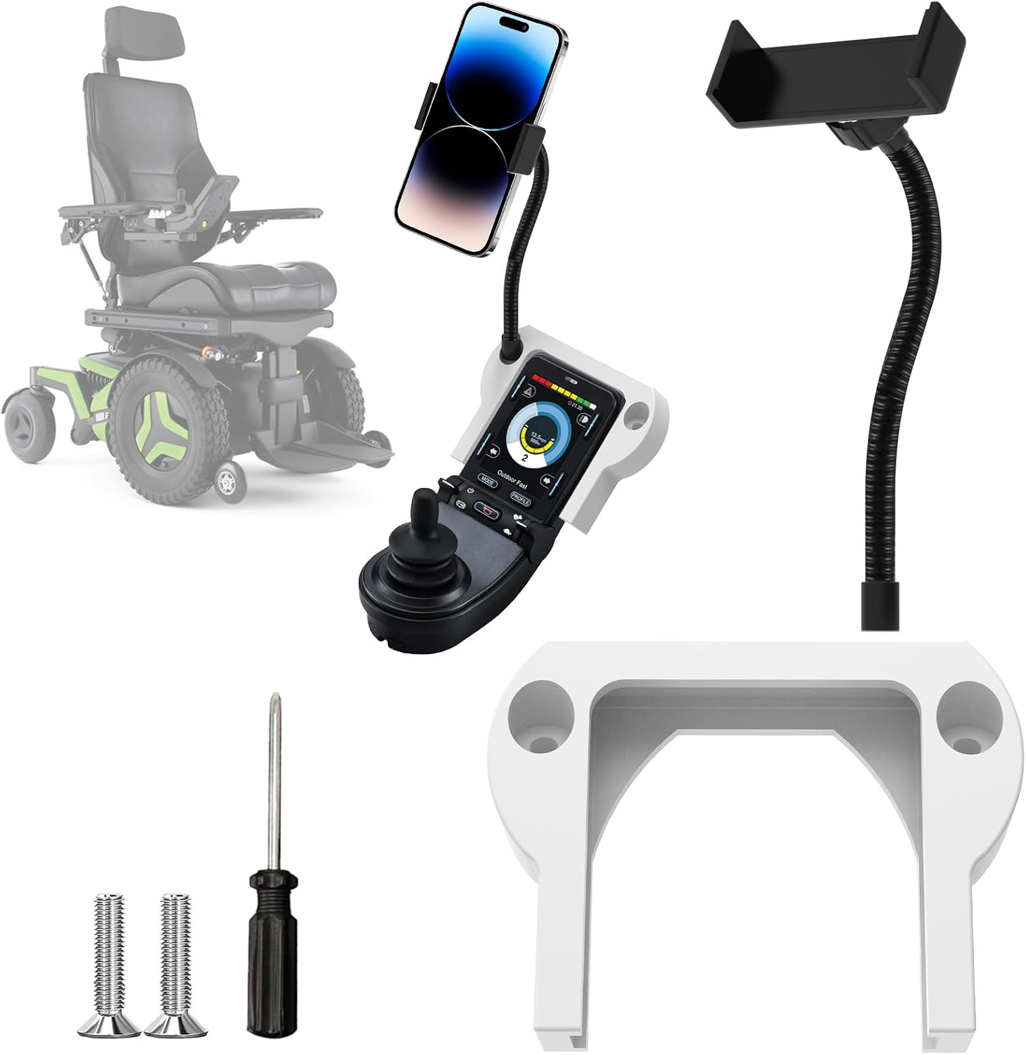 Phone Holder for Permobil Power Wheel Chair(Models: PJSM), Adjustable Phone Holder Compatible with Permobil PJSM Joystick