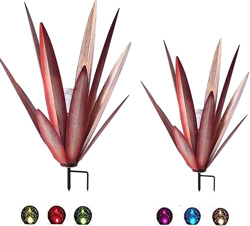 Miniatura 1 de 2 piezas de tequila de escultura rústica de agave de metal, decoración del hogar, decoración rústica de metal pintado a mano, adornos de jardín de