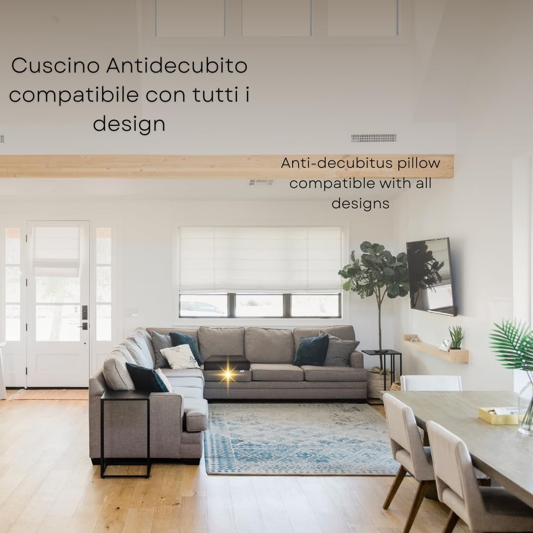 GM Cuscino antidecubito per sedia a rotelle 42x42x8 cm cuscino antidecubito per sedia in Memory foam e poliuretano cuscino carrozzina poltrona per anziani Made in Italy (Nero)