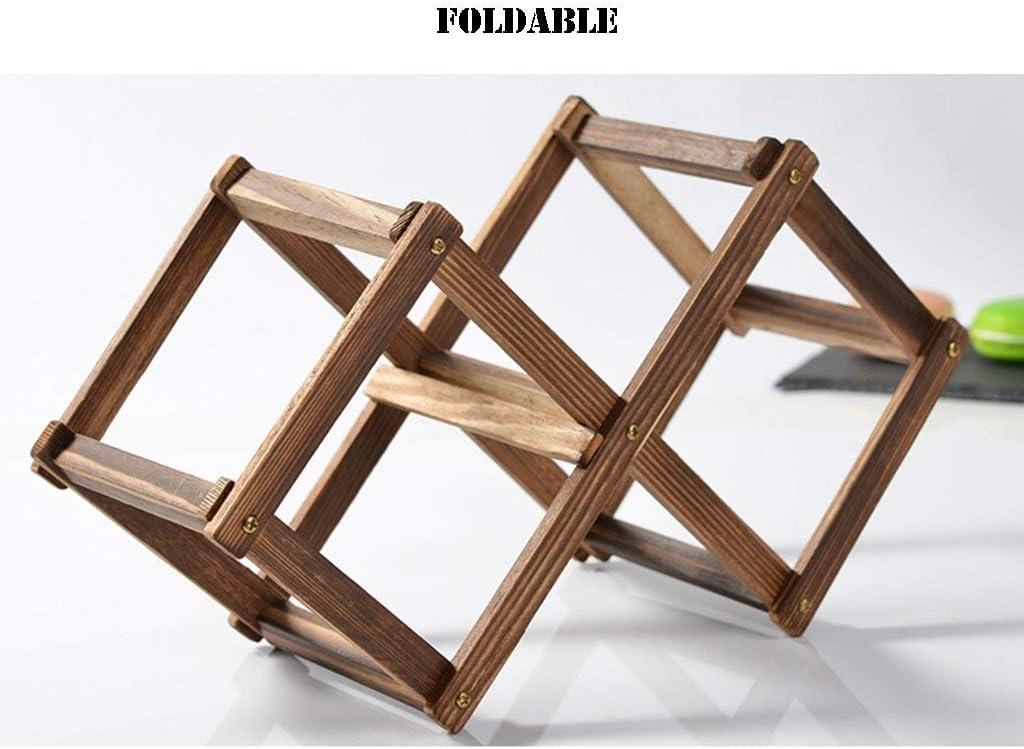 6 Bottle Wine Rack Countertop Natural Pine Wood Shelf for Pantry Free Standing Triangle Bottle Rack a