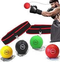 Vista 1 de SANTIFY Juego de diadema de pelota refleja de boxeo, equipo de boxeo, incluye 4 bolas diferentes y 2 diademas ajustables, 4 juegos de pelotas