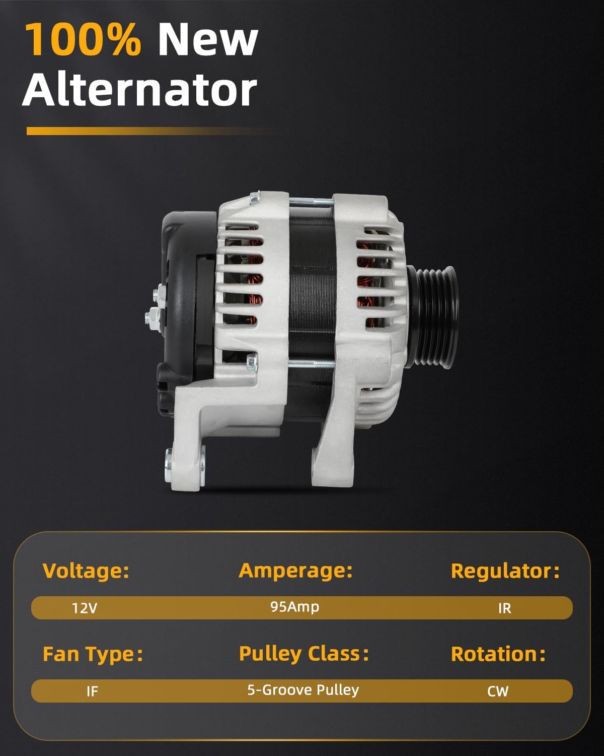 OCPTY Alternator for Chevrolet for Aveo 1.6L 2009-2011,for Chevrolet for Aveo5 1.6L 2009-2011,for Pontiac for G3 1.6L 2009-2010,for Pontiac for G3 Wave 1.6L 2009 8486 Alternator Replacement