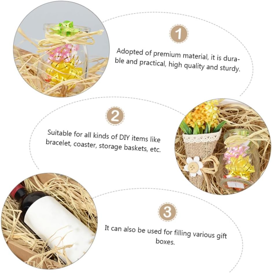 4Pcs Natural Raffia Ribbon Bundle 50G Each, Eco-Friendly Craft Wrapping Ribbon for DIY, Packaging and Floral Decoration Color image 4