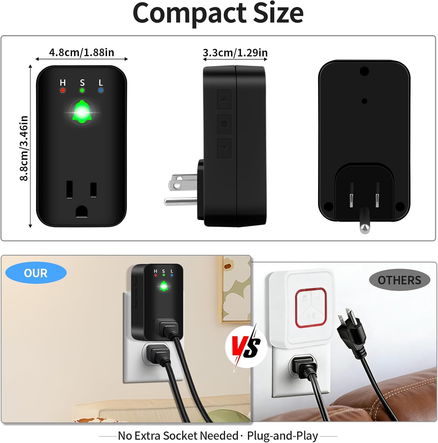 Power Failure Alarm, WiFi Power Outage Alarm with App Notifications & Voltage Detection, Outlet Power Loss Alarm with 110dB Adjustable LED Indicator, Power Monitor for GFCI Trips, Freezer, Sump Pump