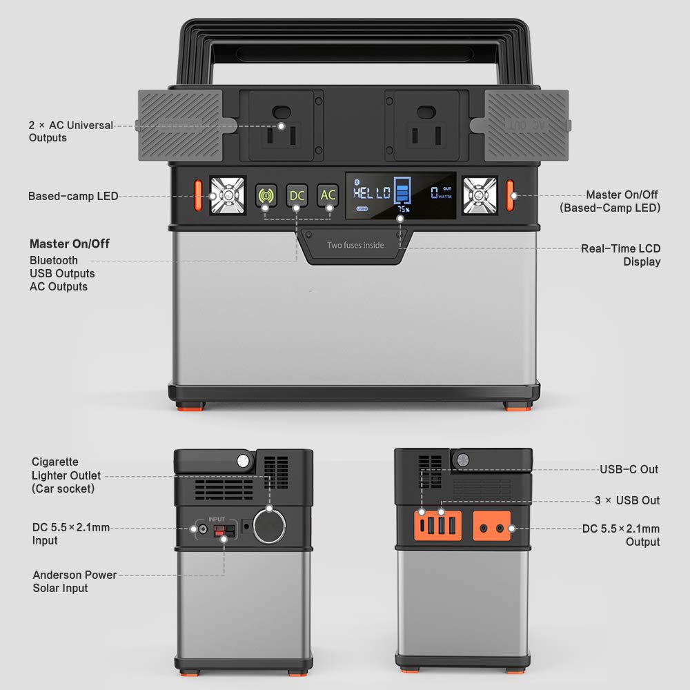 Generatore portatile da esterno YKLL, generatore portatile da 372 Wh, stazione di alimentazione da 300 W, alimentazione di emergenza con inverter CC CA, uscita wireless, per campeggio, casa, viaggio