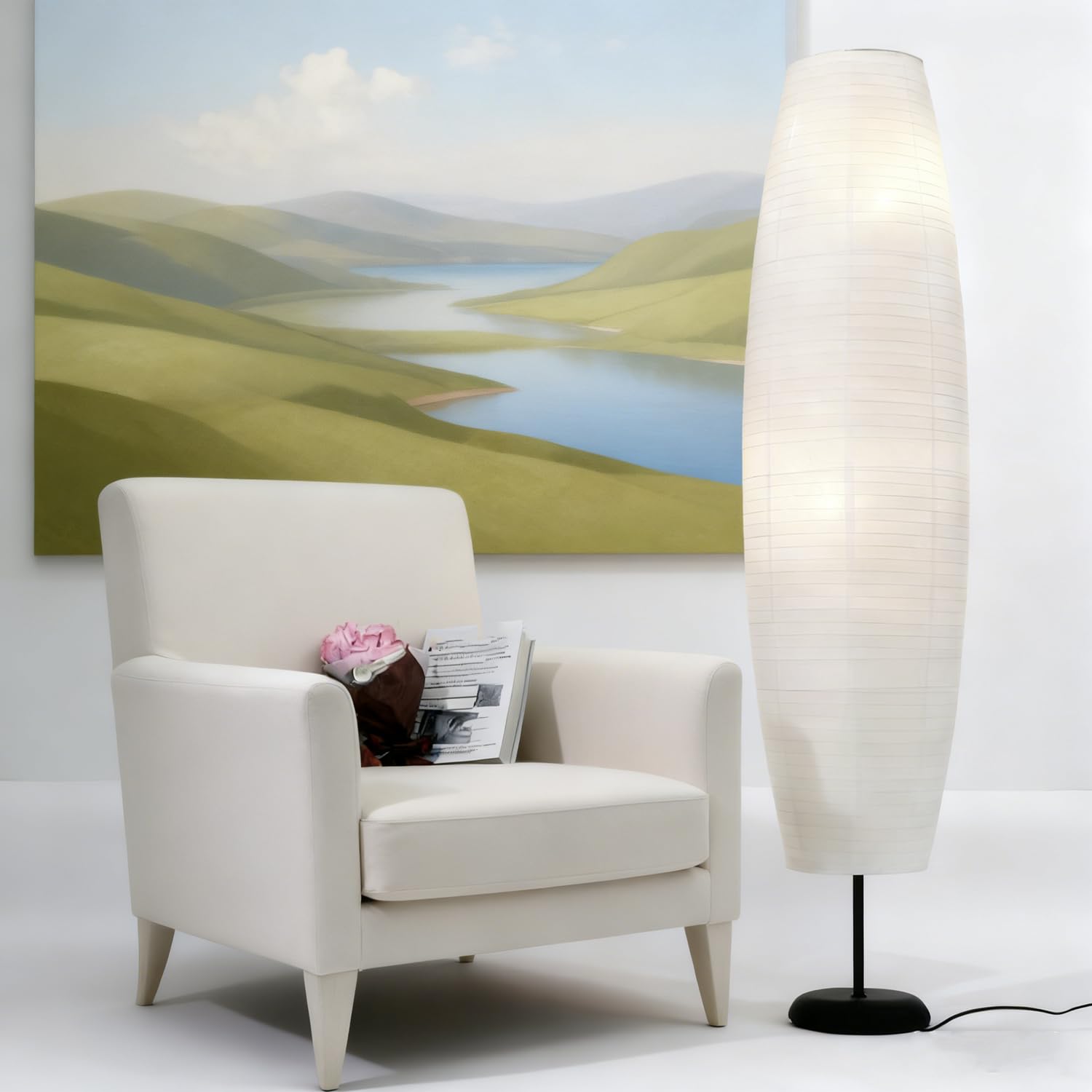 Abat-jour en Papier de Riz pour Lampadaire Abat-jour de Rechange pour Lampe de Sol Lampadaire -Jour pour Chambre à Coucher Salon Hôtel, 110 cm